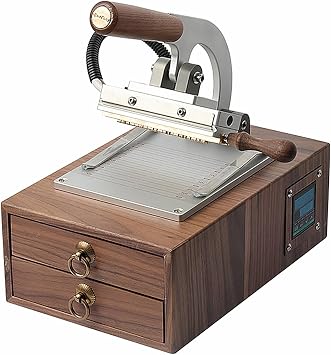 Hot Foil Stamping Machine, Manual Digital Logo Leather Hot Stamping Machine, Walnut Wood Material, for PVC Leather Pu and Paper