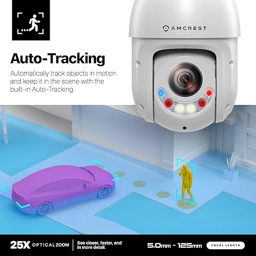 Miniatura 7 de Amcrest 4MP AI PTZ POE IP Camera Pan Tilt Zoom (Optical 25x Motorized Zoom) Speed Dome, Human/Vehicle Detection, F1.6, 1/2.8" Sensor, 4MP@30fps,