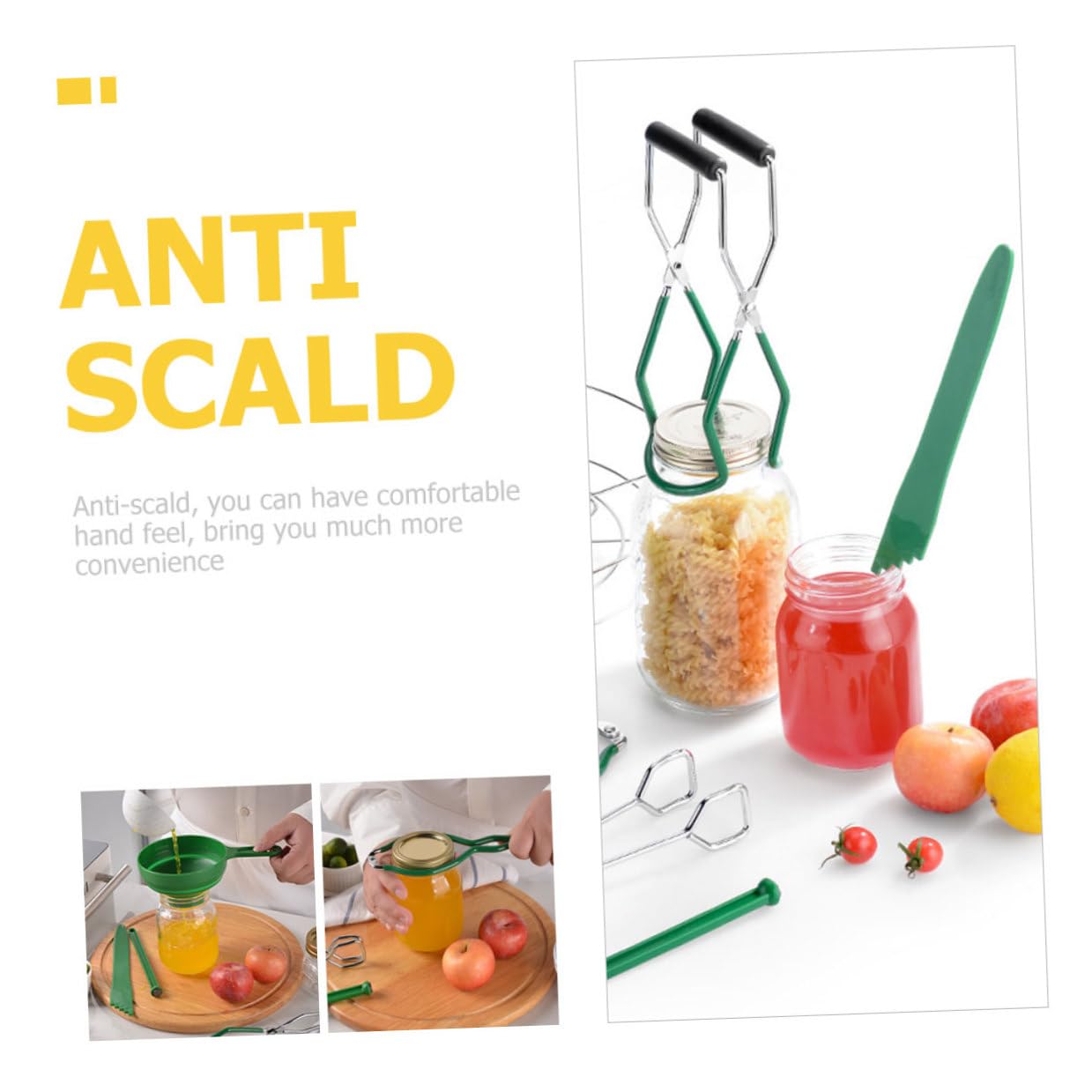 SHINEOFI 7 Pezzi Canning Kit per Conservare Marmellate con Pinze Antiscottatura e Imbuto Utensili Professionali per Cucina Casalinga Accessori per Barattoli e Conserve Verde