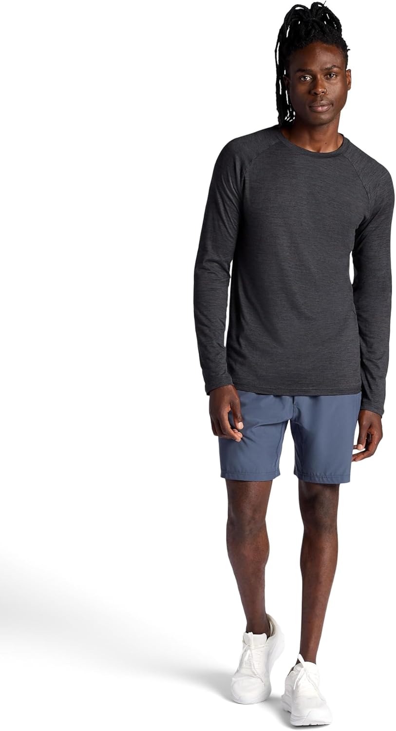 Gaiam Mens Everyday Basic Long Sleeve Crewneck Top, Standard Fit, Stretch Midweight Material - Image 3