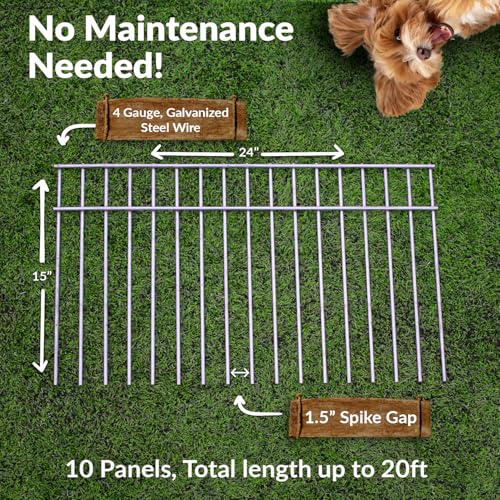 Dig Defence Original Animal Barrier Fence - X-Large Decorative Garden Fence, Outdoor No Dig Fence for Dogs and Rabbits, Yard and Patio - 24”(L) x 15”(H), 10 Pack