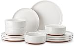 MALACASA Modern Ceramic 24-Piece Dinnerware Set for 8 Stoneware Kitchen Plates, Microwave and Dishwasher Safe, White, Tara Series