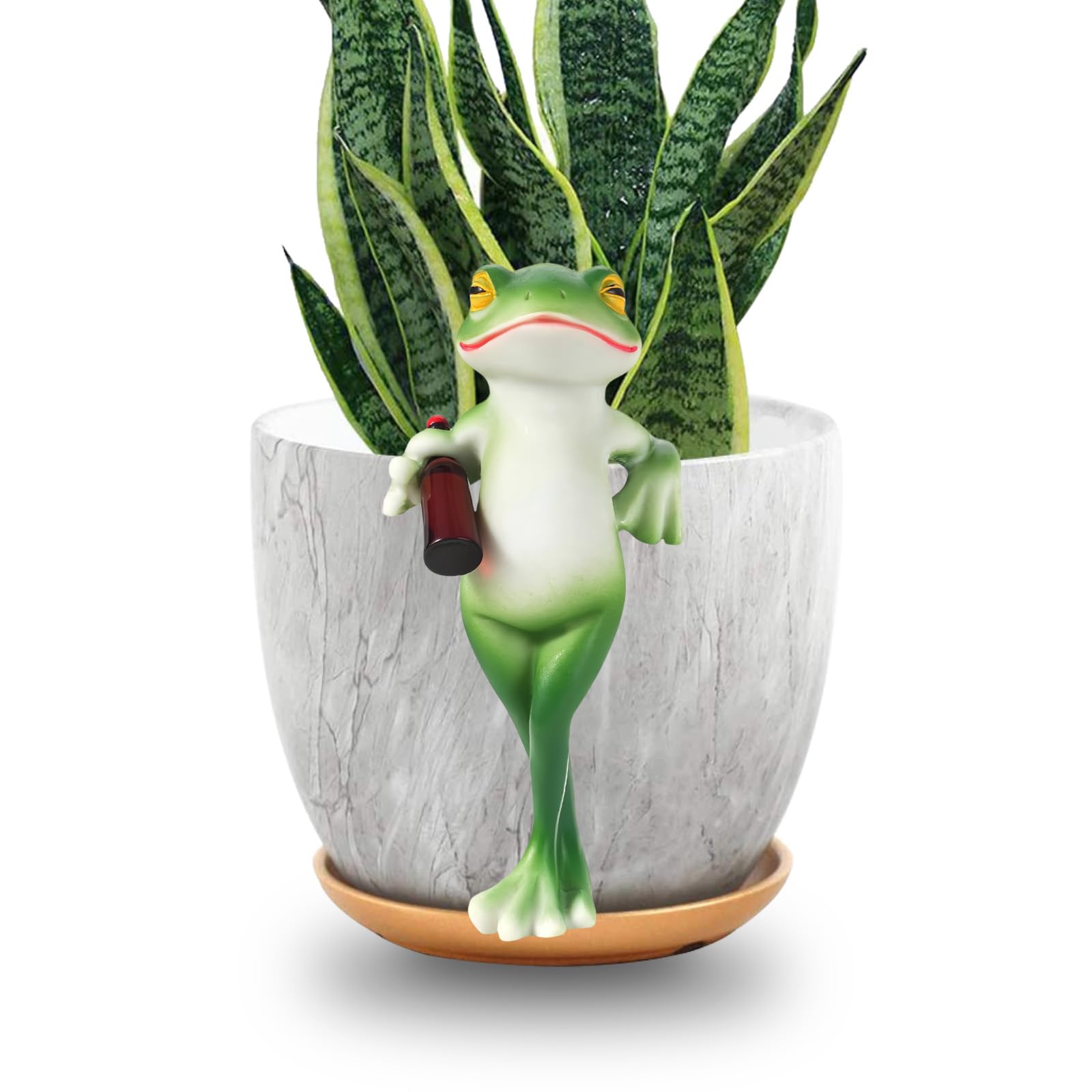 Bigtree Green Miniature Frog Figurines Plant Decorations For Pots Resin Garden Frog Statue Cute Planter Hugger For Pot Fish Tank Mini Outdoor Yard Patio Fairy Garden Statue Desk Ornament 2.4X 4.7X1.6 In