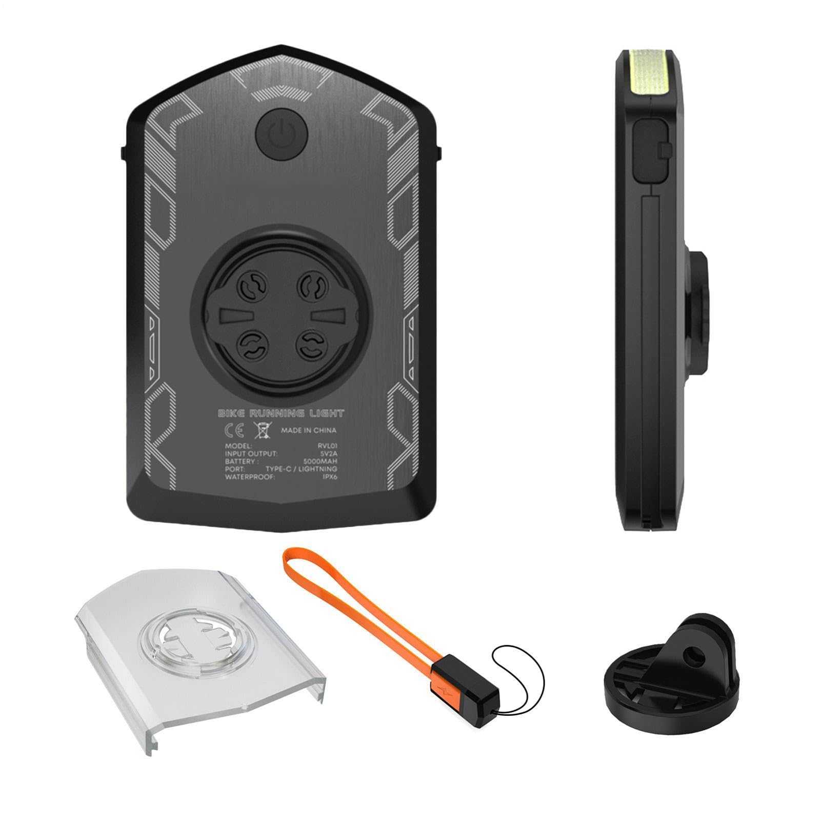 Luce notturna per bicicletta, alta luminosità, 6,1 x 9,5 x 1,9 cm | luce per bici da strada, e riflettori, ricarica USB, per equitazione all'aperto, mountain bike