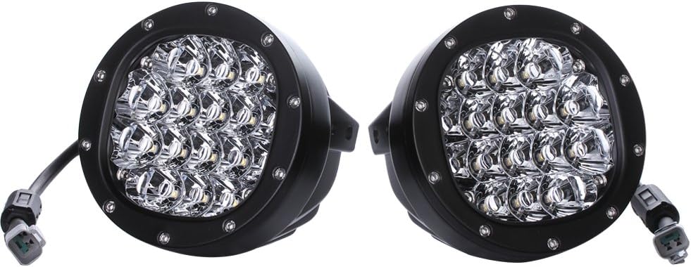 2pcs 80W 5inch Led Work Light Round Led Driving Lamps with Spot and Flood Cover Off Road Fog Bulb for Offroad Tractor 4WD 4x4 UTV ATV SUV Boat TruckPickup Jeep Van Wagon Car IP68 Waterproof