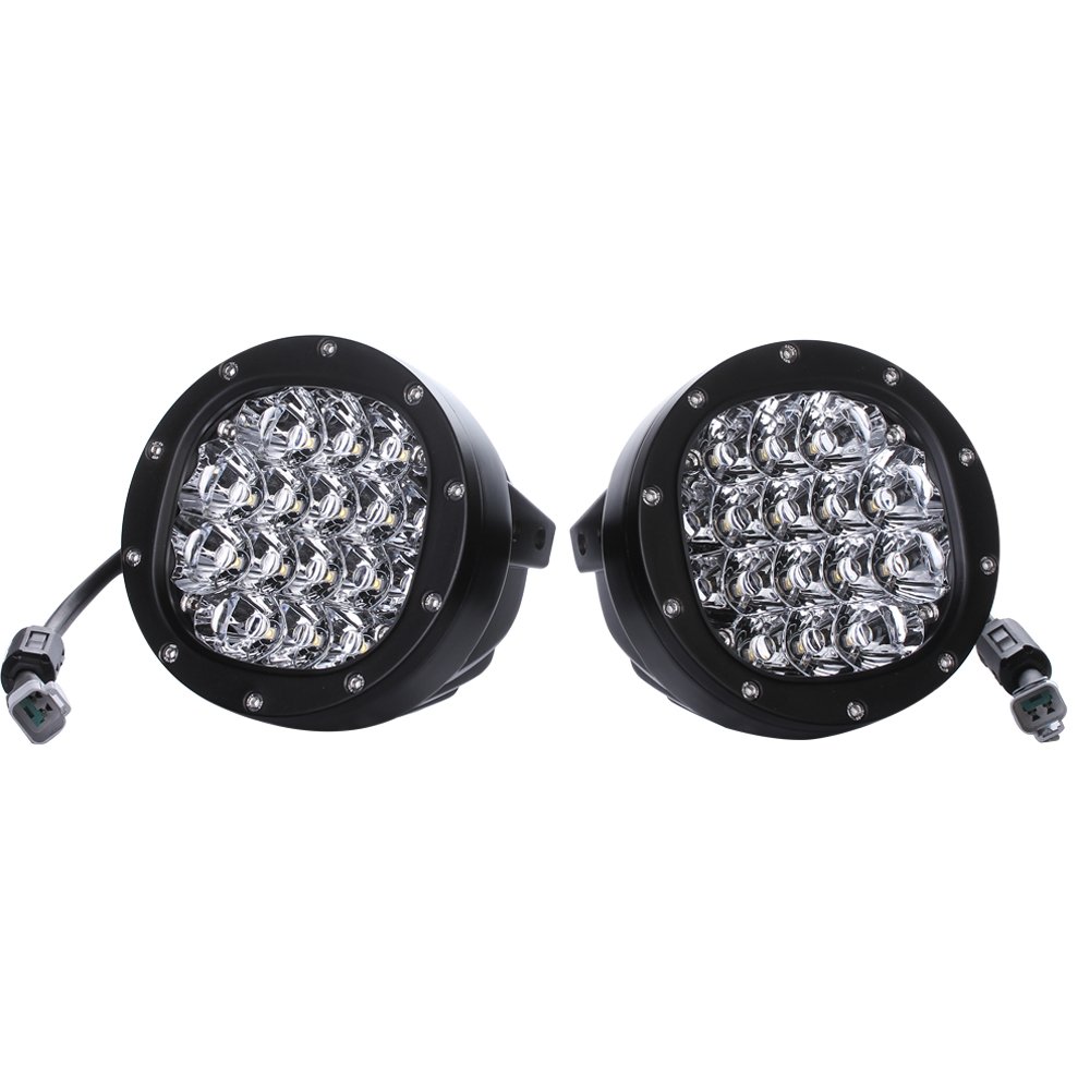 2 Phares LED Ronds 5 Pouces 80W - Éclairage Off-road, IP68, Alliage Aluminium, Pour 4x4, Tracteur, Bateau