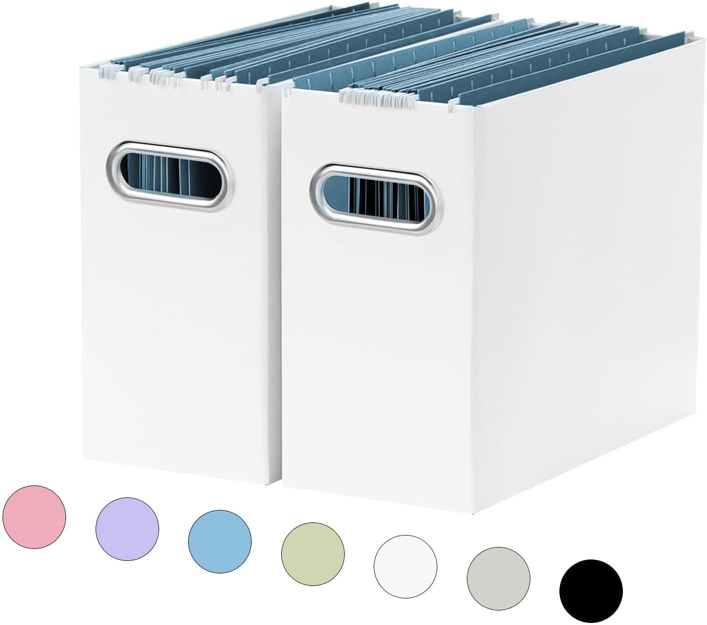 THE WHITE SHOP 2 PCS File Organizer, Small Storage Box, Cardboard File Folder Organizer, Collapsible File Box, Hanging File Organizer for Letter Size, Portable File Box with Handle(Color:WHITE)