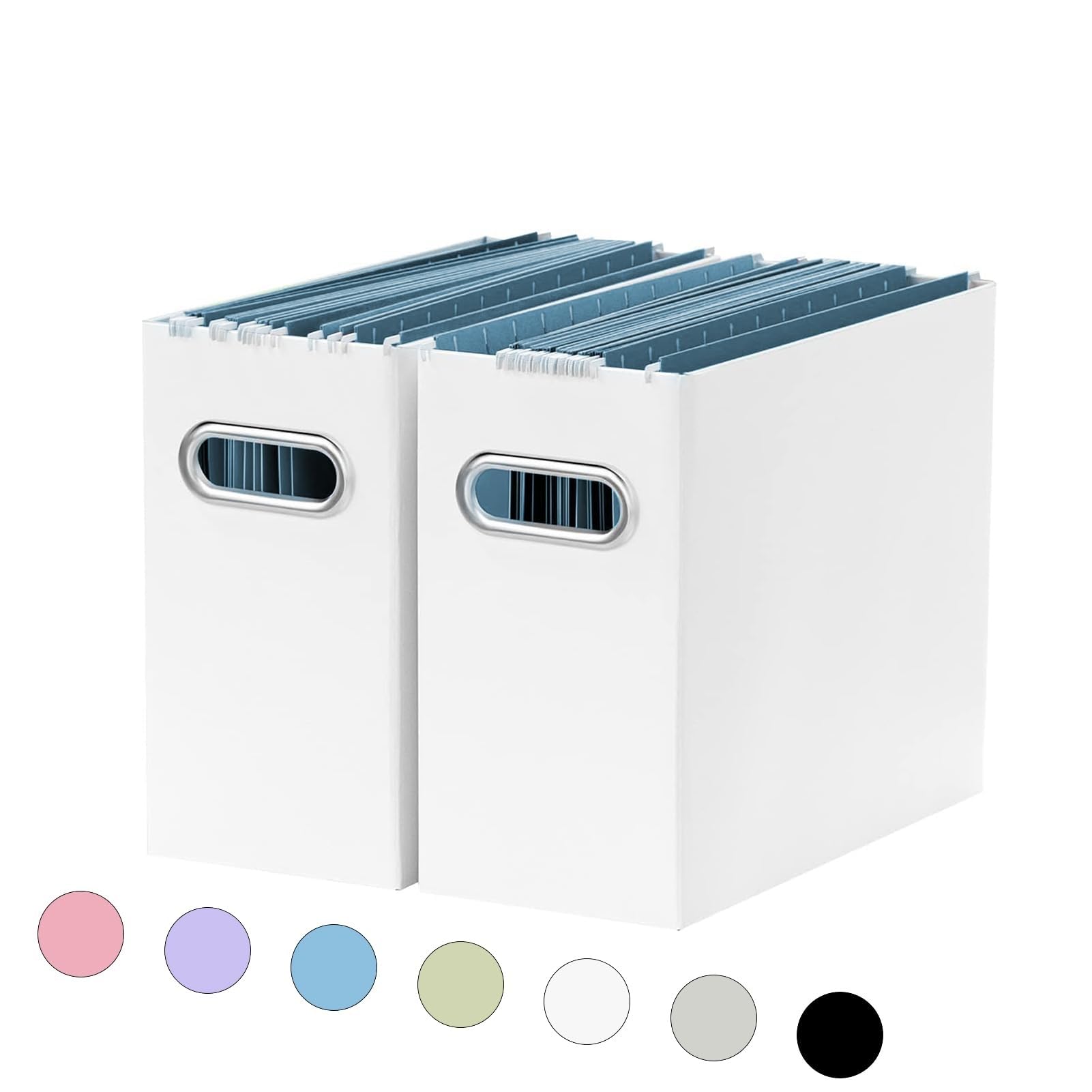 THE WHITE SHOP 2 PCS File Organizer, Small Storage Box, Cardboard File Folder Organizer, Collapsible File Box, Hanging File Organizer for Letter Size, Portable File Box with Handle(Color:WHITE)