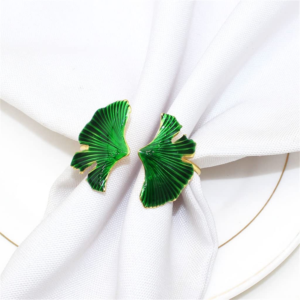 10 servilleteros de Hoja de Ginkgo con Chapado en Metal y Hebilla para decoración de Mesa de Boda (Talla única D)