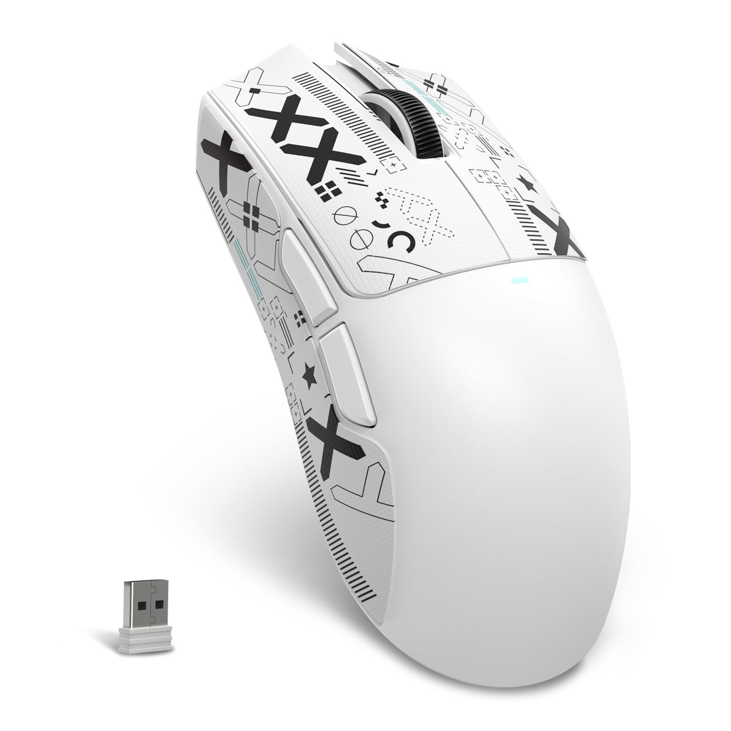 ATTACK SHARK X11SE ゲーミングマウス スーパーライト 3モード接続 ワイヤレス 無線2.4g/Bluetooth/USB-C 超軽量 59gPAW3311センサー 22000DPI 6レベルDPI切替 1000Hz ポーリングレート、300mAh、デュアルドライバー、PC/PS/Mac 用 滑り止めシール (ホワイト)