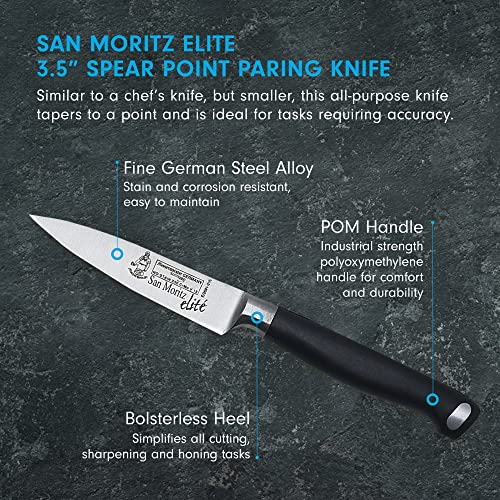 Messermeister San Moritz Elite Spear Point Paring Knife, Black, 3.5-Inch