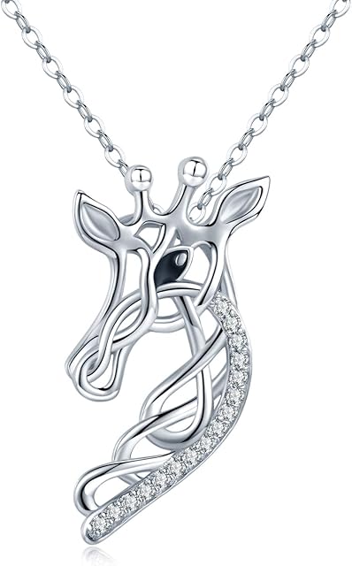 CHENGHONG Giraffe Gifts for Women 925 Sterling Silver Giraffe Necklace Silhouette Celtic Knot Jewelry for Kids Daughter Graduation Gifts for Her