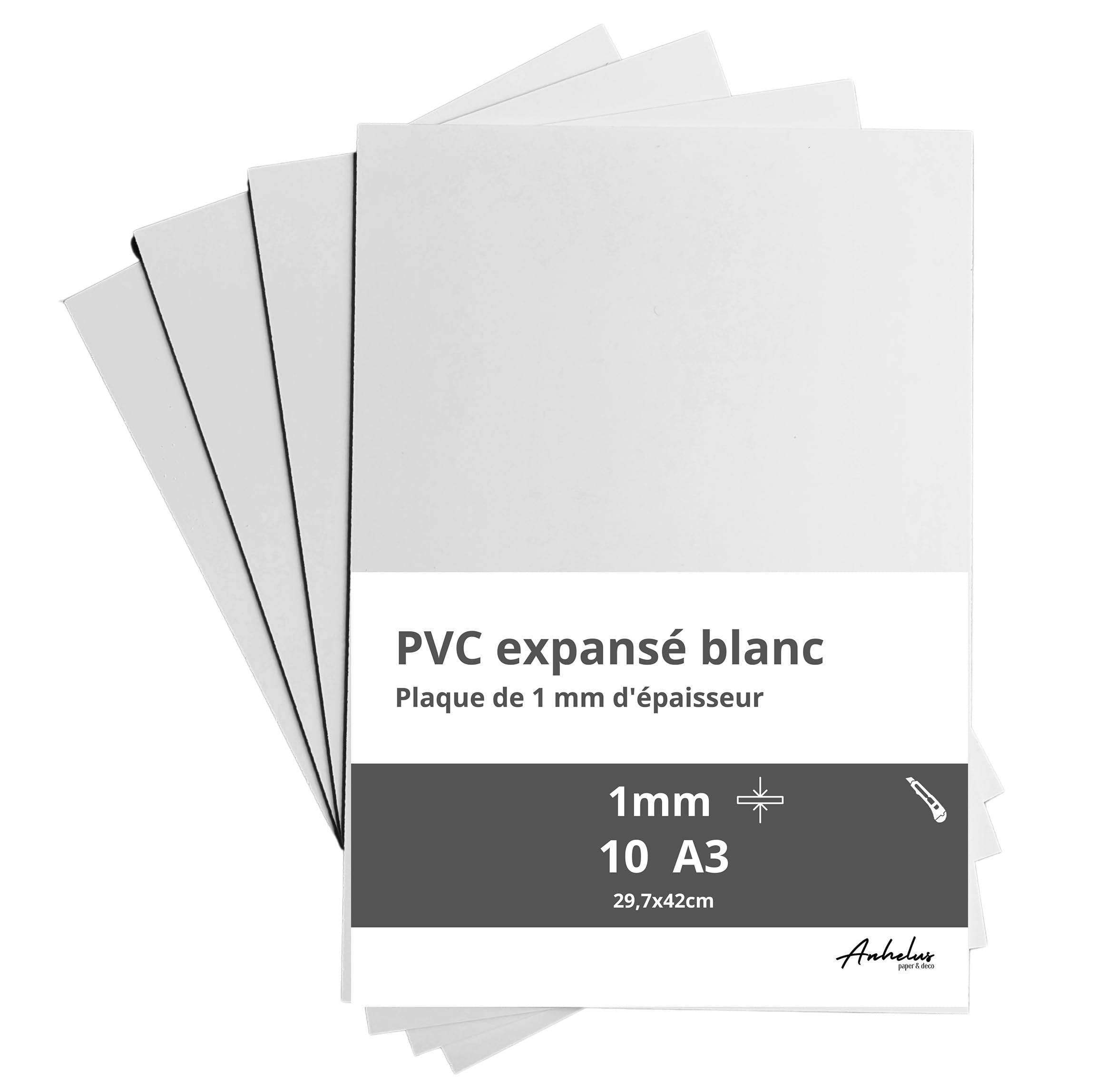 10 feuilles A3 en PVC expansé blanc 1 mm d'épaisseur | Format A3 (42 x 29,7 cm) | Plaques en Plastique expansé pour travaux manuels