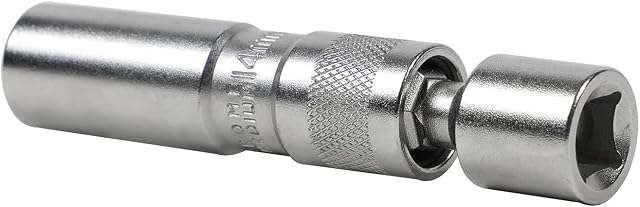 PLAYOCCAR 14mm Magnetic Swivel Spark Plug Socket, 3/8-Inch Drive 12 Point Wobble Socket Removal Tool Compatible with BMW, Thin Wall and Cr-V Steel