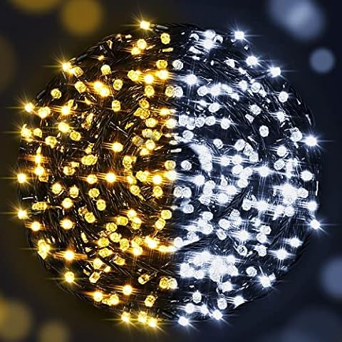 AmyHomie Color Changing Christmas Lights, 108Ft 300LED White Warm White Christmas String Lights, 8 Modes Waterproof Fairy String Lights for Outdoor & Indoor Christmas Tree Home Patio Garden Decor Cover