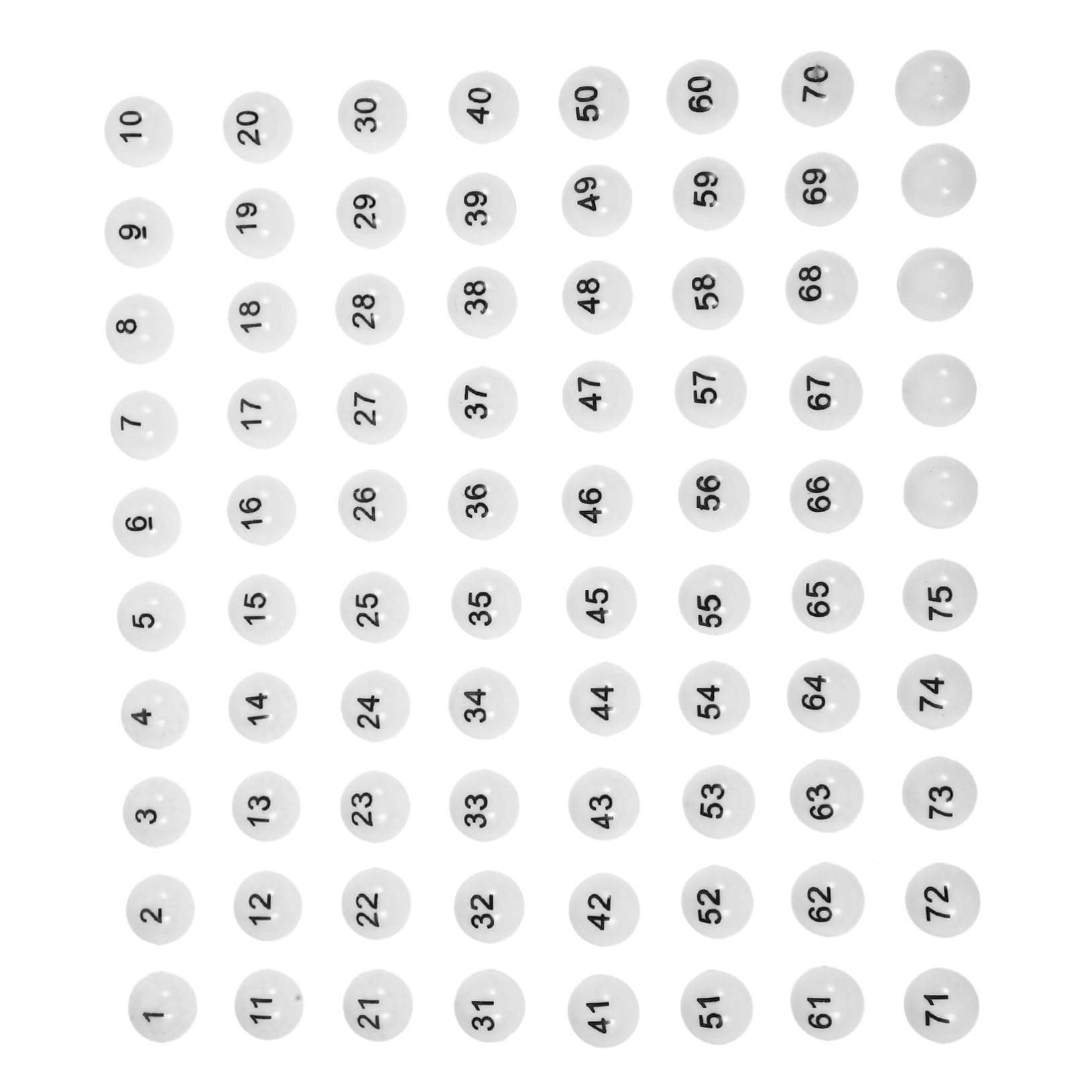 KOMBIUDA Machine Accessories 75pcs Raffle Balls Plastic Number Balls Perfect for Party Games Easy to Use