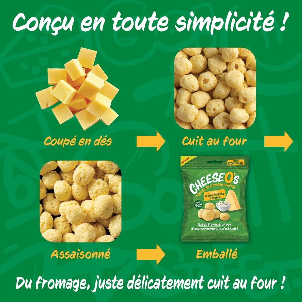Cheese O’s Pépites de fromage soufflé | Assortiment Multi Variété 8 sachets de 50g | | Parfait à l'Apéro | Riche en Protéines | Pauvre en Glucides