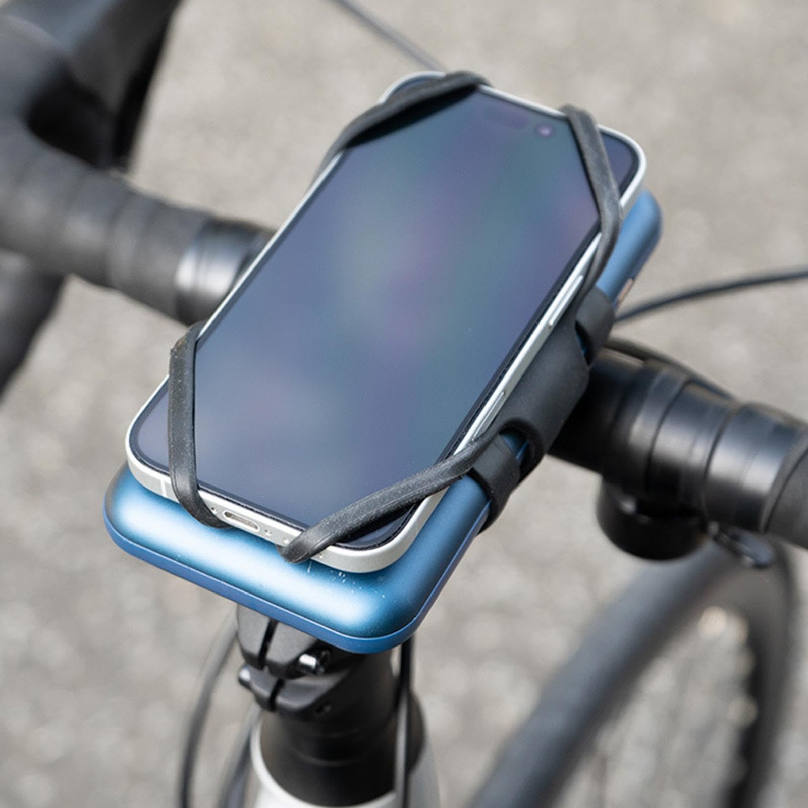 Generico Monte del telefono in silicone per ciclismo, supporto per telefono in bicicletta | Porta del telefono in silicone anti-slip - Supporto per smartphone nero, per ciclismo per Power Bank