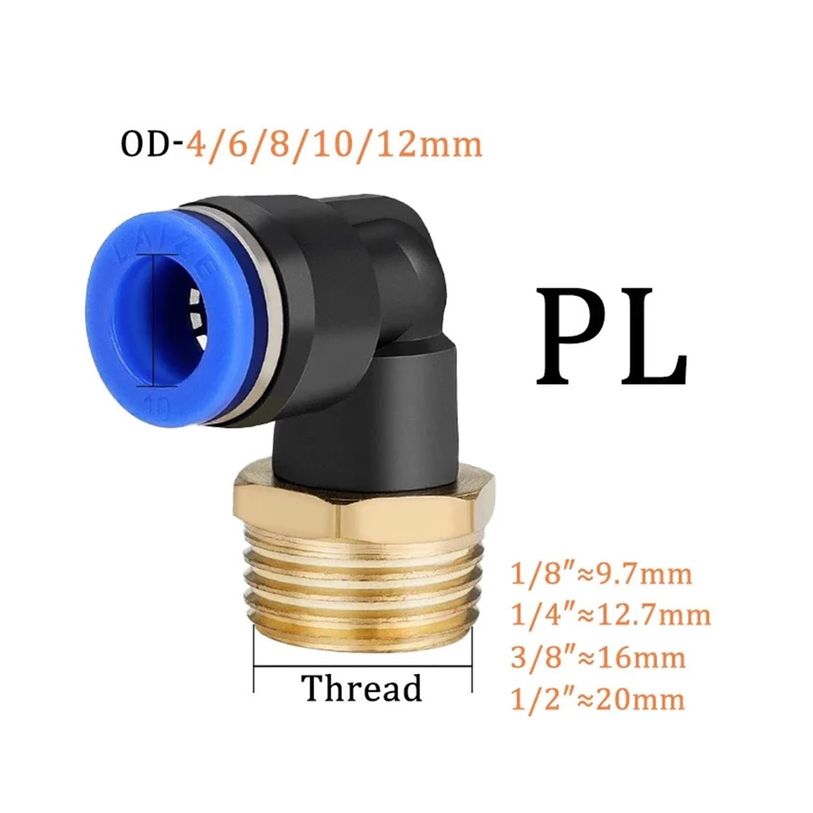 Złącze pneumatyczne Gwint pneumatyczny, 5 sztuk, 4 mm 6mm 8mm, 1/8" 1/4 3/8 1/2, złączki do węży prostych, szybkozłącza (OD10mm-3I8, SL (5 szt.)