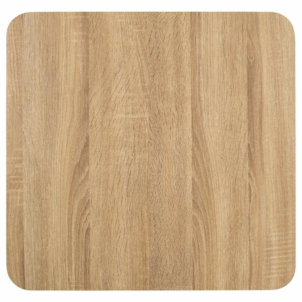 Bistrotisch Hellbraun 50x50 cm MDF, runder Tisch mit Holzmaserung, Kleiner Stehtisch für Zuhause, Restaurant, Cafe oder Bar, pflegeleicht mit feuchtem Tuch, stabiles Stahlbein