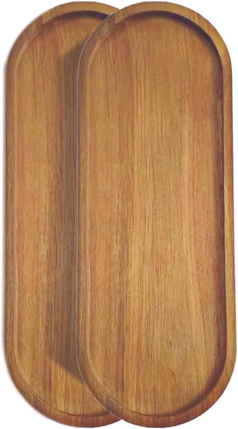 Wood Serving Trays Charcuterie Boards Oval Wooden Plates Wood Serving Platter Cheese Dinner Plates Bulk for Dessert Snack Bread Fruit Appetizer Dishes (11.5x4Inch*12Pack)