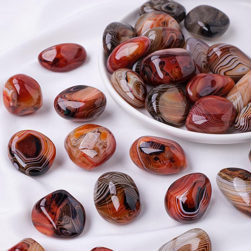 Namzi 500g Natural Crystal Stone, red Texture, Large Particle Rolling Stone, 3-5cm in Size. Play with Crystal raw Stone, Home Fish Tank Decoration Stone