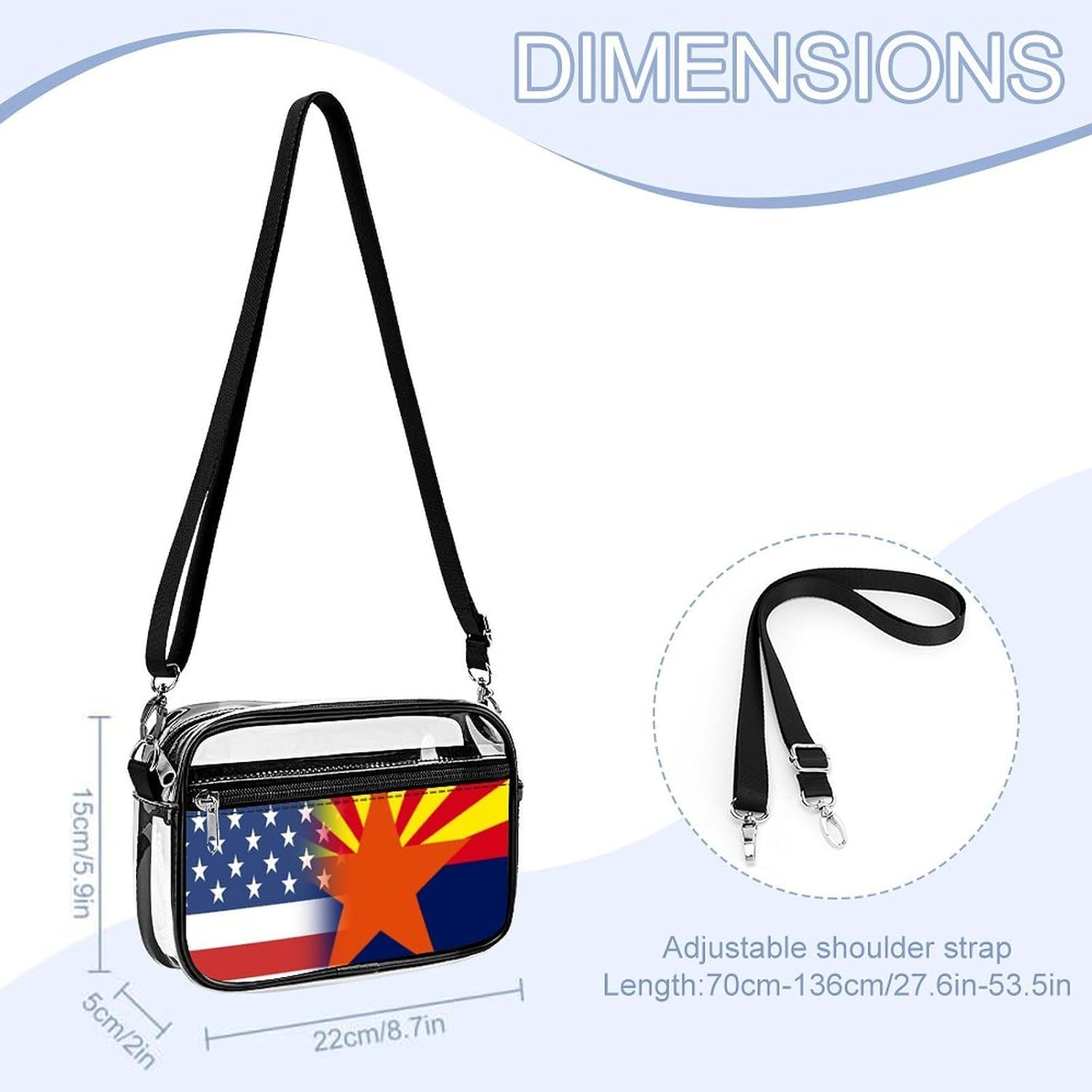 U.S.A. Arizonas State Flag Clear Crossbody Bag Shoulder Purse Messenger Bag for Stadium Events
