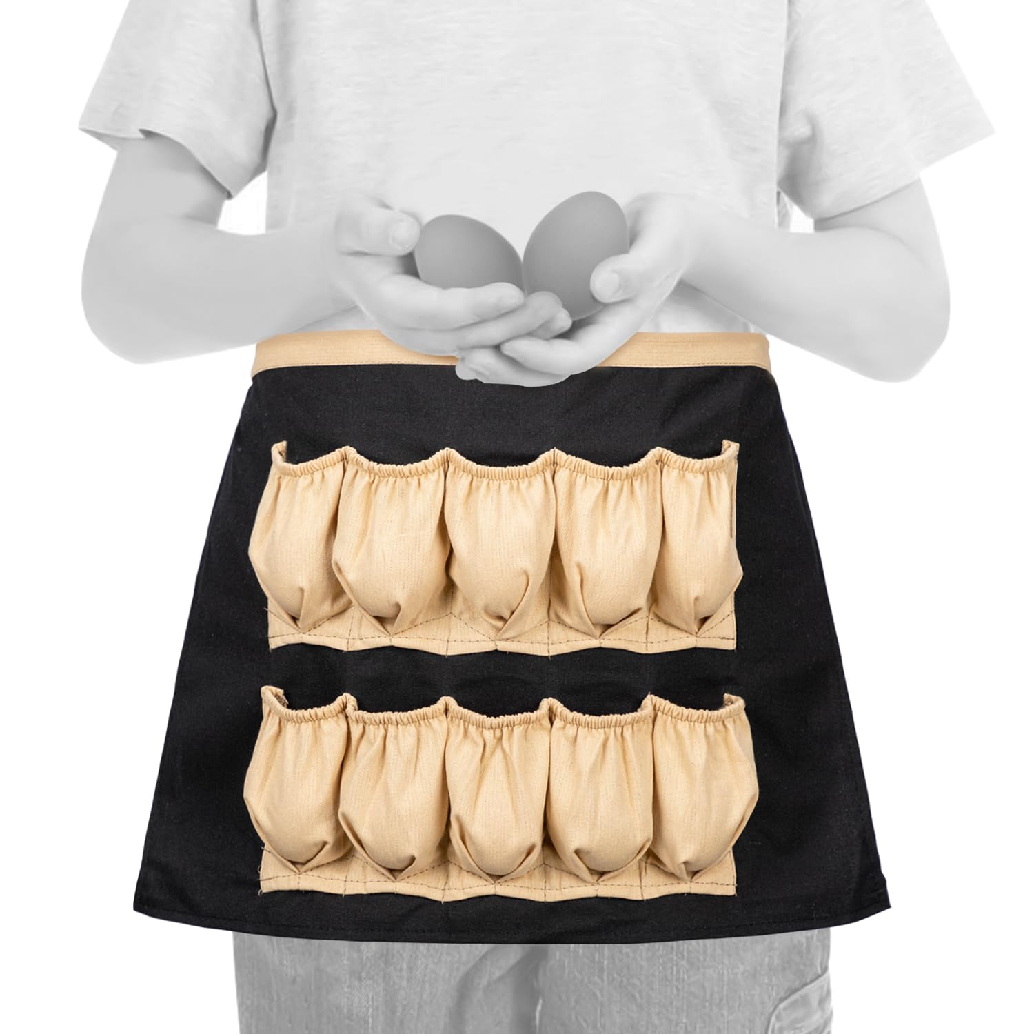 GNEGNI LIFEApron for Egg Collecting, Hands Free Eggs Apron for Boys Girls 10 Pockets Eggs Holder Apron Small Eggs Gathering Apron for Birthday, Easter, Christmas
