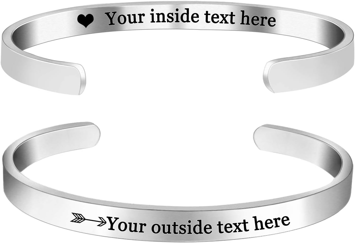 Personalized Bracelets for Women,Engraved Custom Bracelets Cuff Inspirational Personalized Gifts for Women Girls-Double Side Engraved
