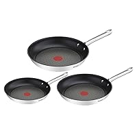 Tefal Duetto Set di 3 Padelle da 20/24/28 cm in acciaio inox, padelle antiaderenti