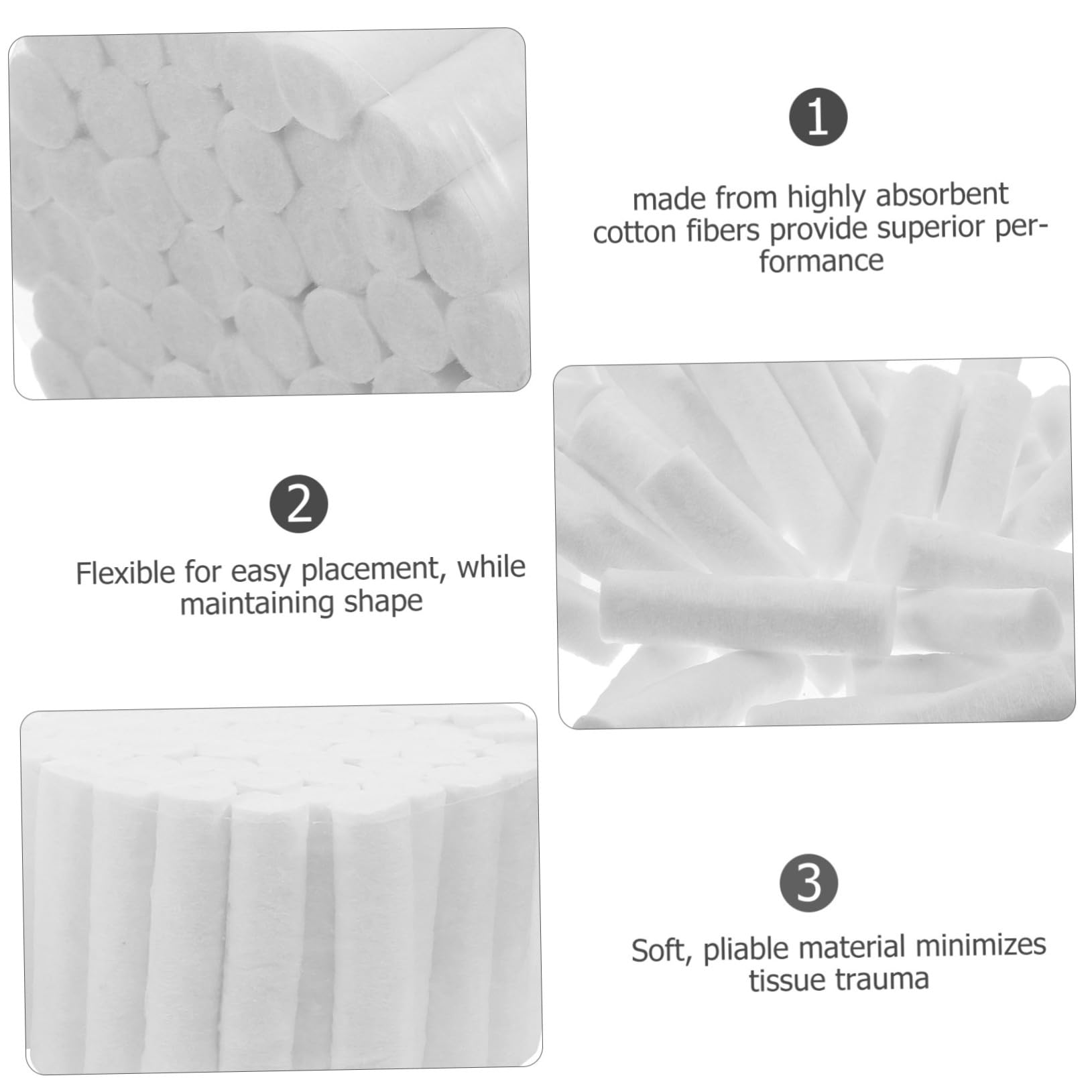 Rollo Dental de Algodón 5 Piezas 8x38mm, Hemostático | Alta Absorción, Ligero y No se Rompe Fácilmente, Uso en Clínicas y Hogar para Limpieza Bucal