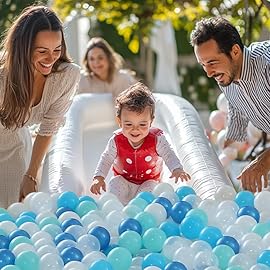 Realhaha Ball Pit Balls 100 Play Balls Plastic Balls for Baby Girls Toddlers Kids Play Tent Pool Playhouse Playpen Party Decoration, Dark Blue Blue Green White Clear