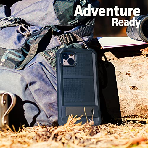 Encased Falcon Designed For Iphone 14 Plus Case With Kickstand, Protective Built-In Screen Protector With Metal Stand Phone Case - Blue #TOP6