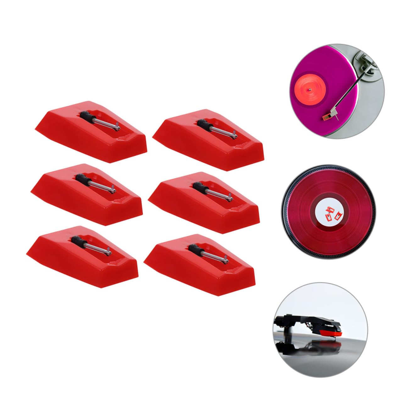BESTonZON Registrare Parti 24 Pz Stilo Puntina Di Ricambio Per Giradischi Aghi Per Giradischi Puntina Del Giradischi Fonografico Ago Del Disco Alluminio Giradischi in Vinile Accessori Rosso