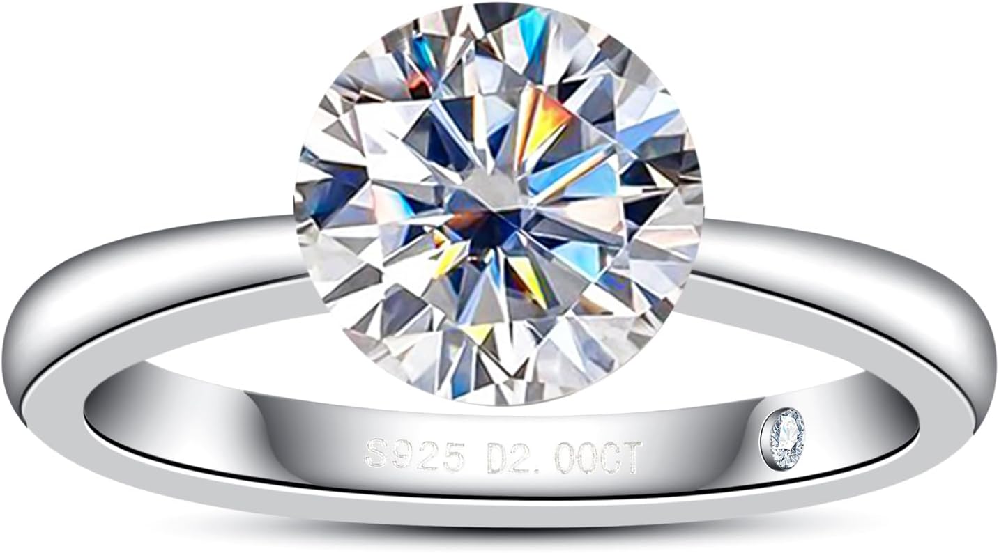 AnuClub Moissanite Engagement Rings 2/3CT D Color VVS1 925 Sterling Silver Moissanite Invisible Setting Wedding Promise Ring for Women with Certificate
