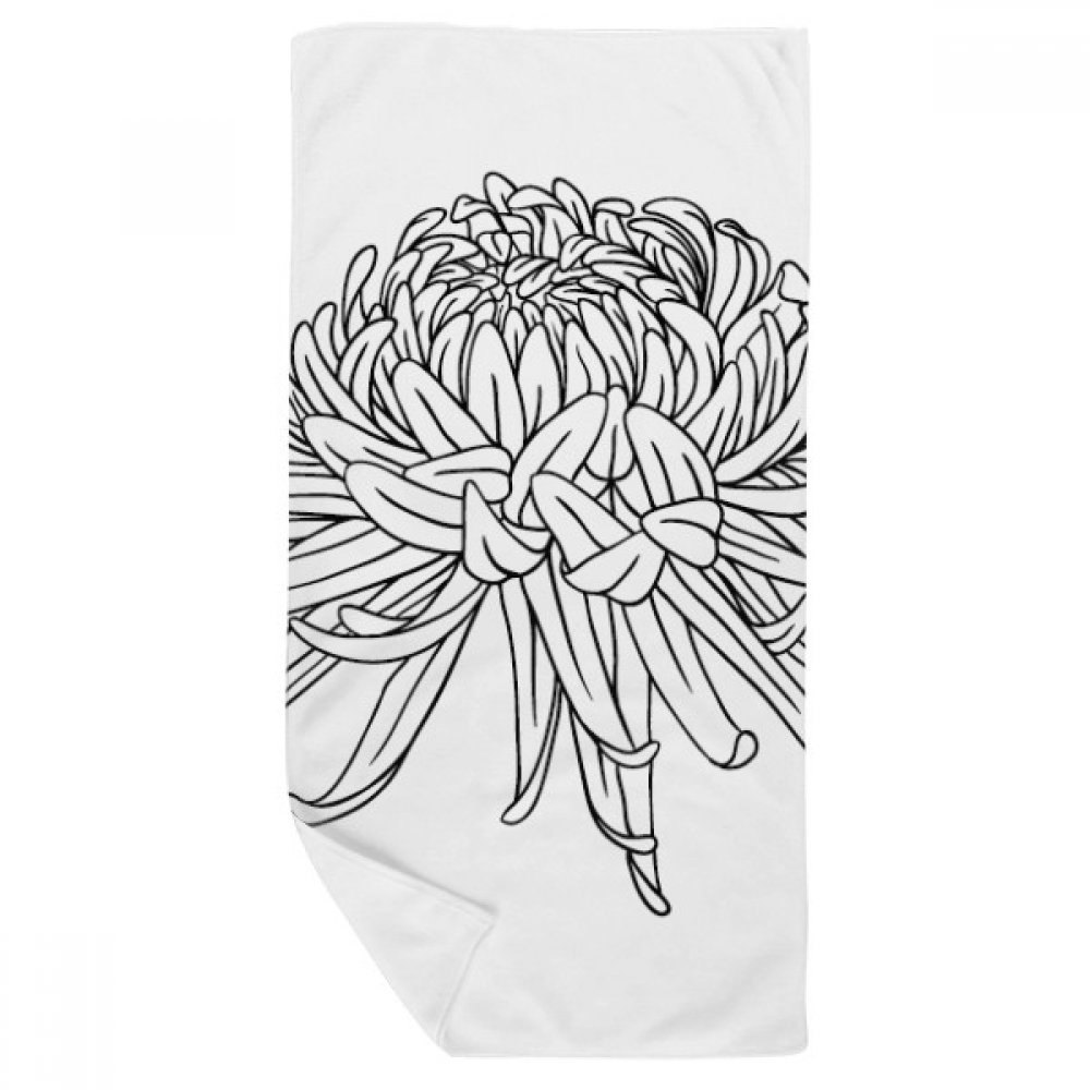 Serviette de bain fleur plante chrysanthème en microfibre douce 35x70cm