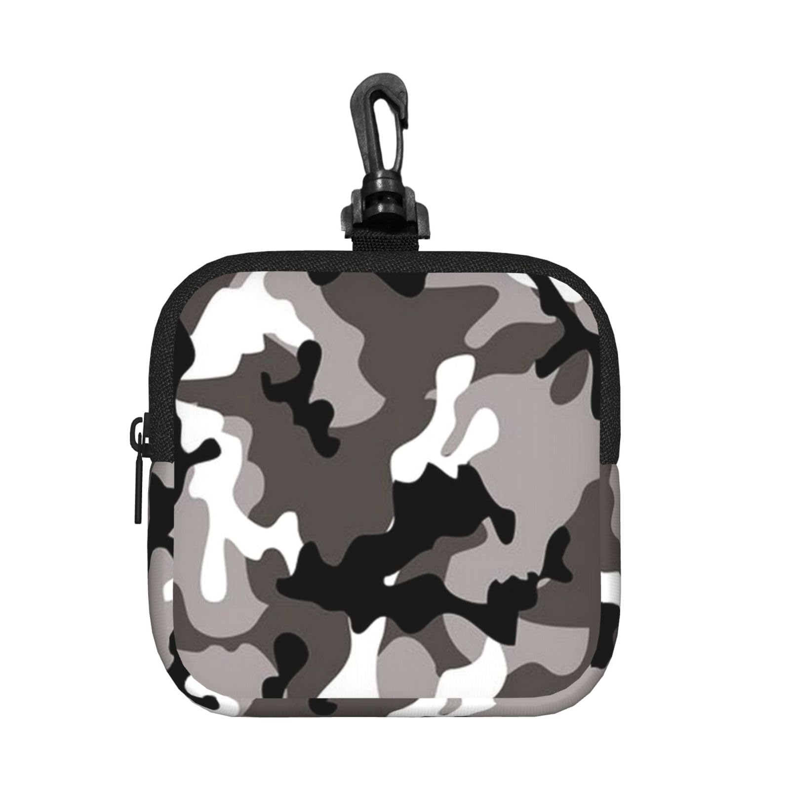 Ercgad Unisex Black Grey White Camo Print Square Storage Bag Travel Toiletry Cosmetic Organizer Pouch Lightweight Reusable