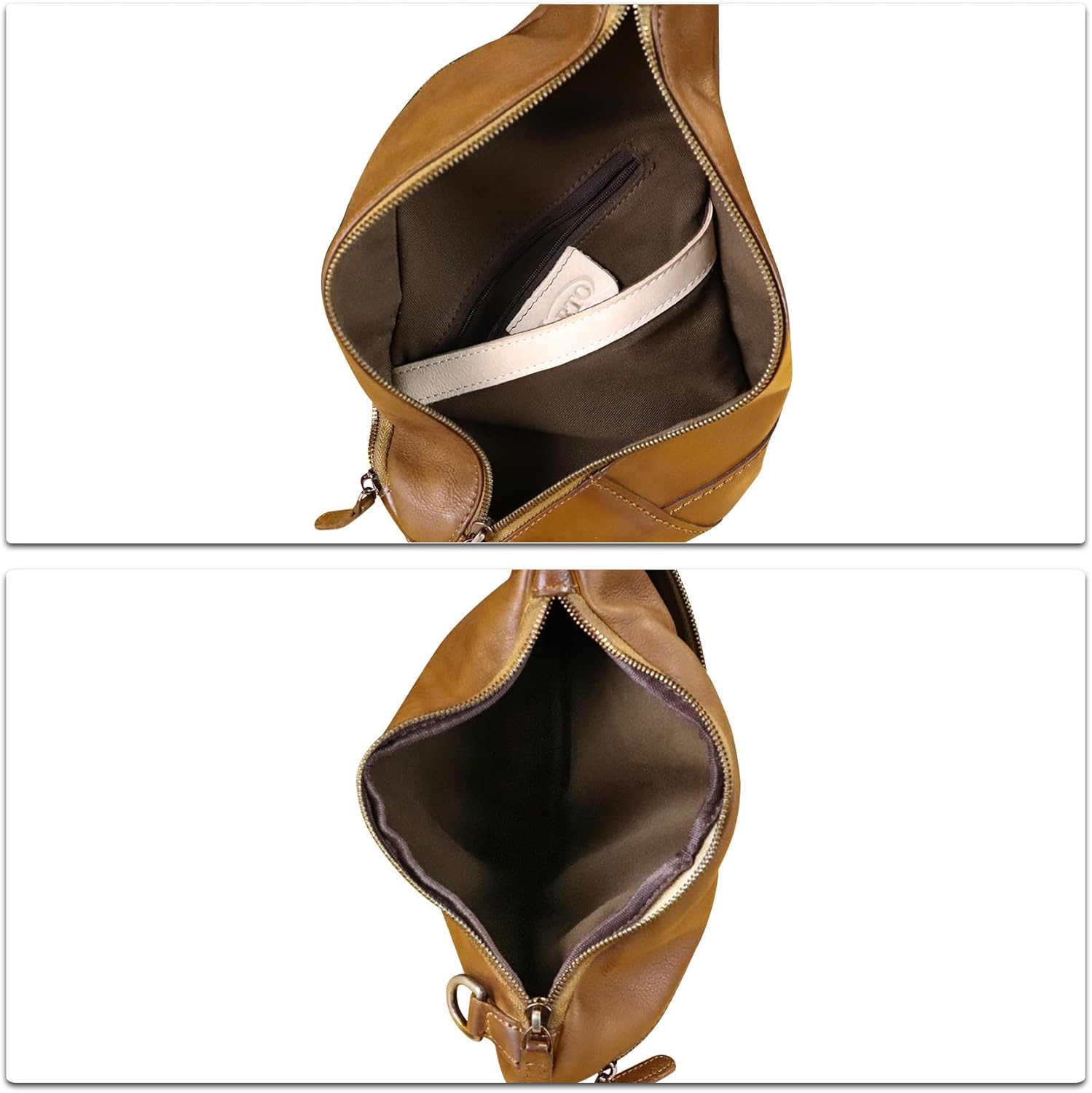 Genuine Leather Silng Bag for Women and Men Vintage Leather Sling Backpack Shoulder Crossbody Bag Chest Purses - Image 7