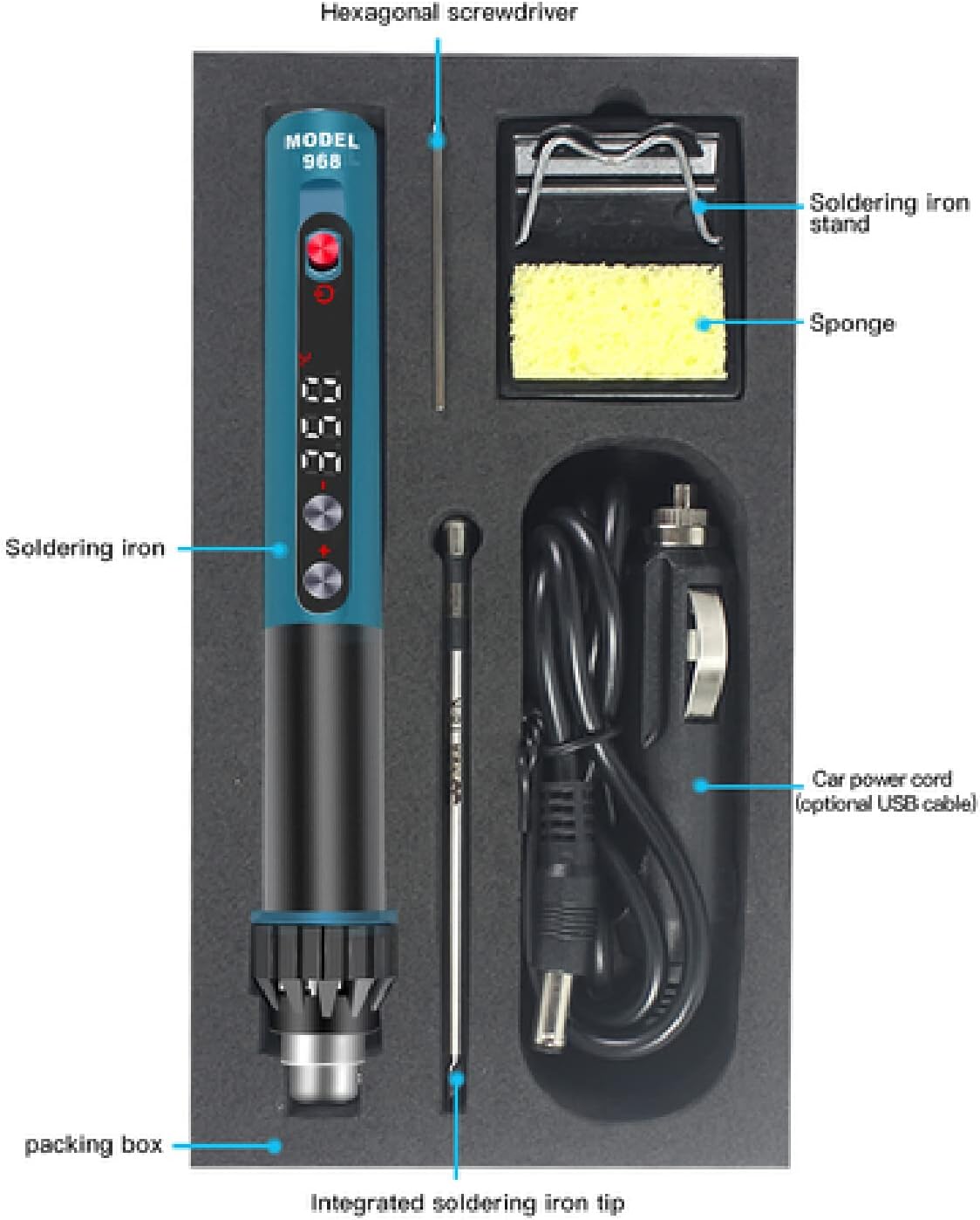 Soldering Iron Kit 5V 10W Mini Electric Soldering Irons Tools Equipment USB Charging Digital Display Electric Adjustable Temperature Welding Repair Tool Perfect for DIY Project
