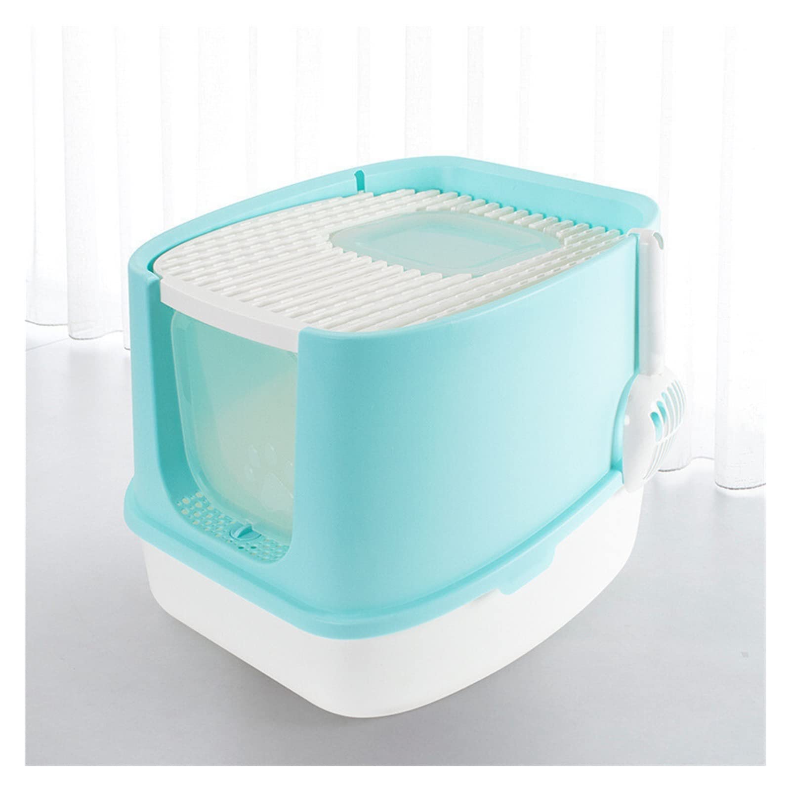 Cajas de Arena Caja de Arena de Gato Pet Caja Totalmente Cerrada de Desodorante Inodoro para Gatos para Gatos de Dos vías con Pala Bandeja de Bastion de Gato de Alta Capacidad Arenero ​Gatos