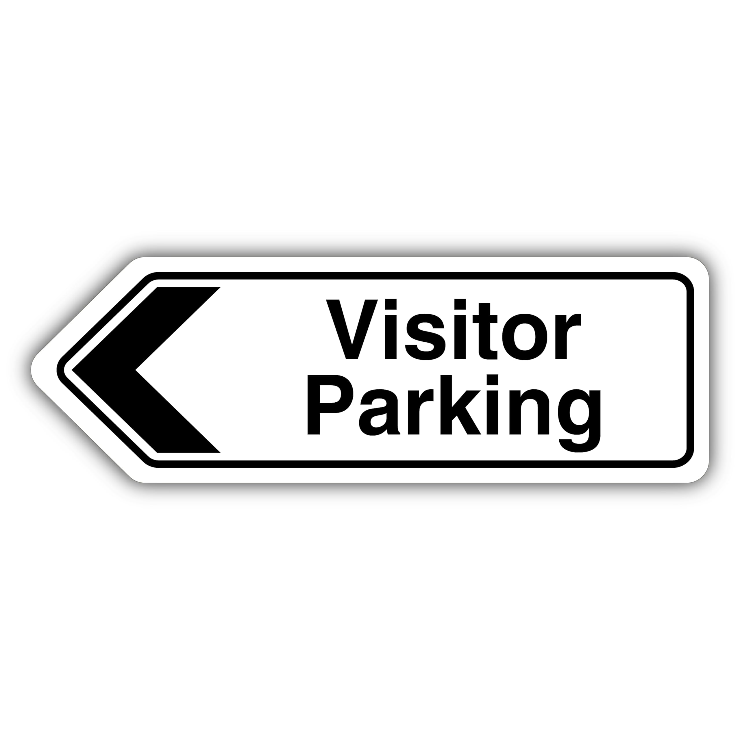 V Safety Visitor Parking Arrow Left - Shaped Sign 300 x 100 mm - 1mm Rigid Plastic