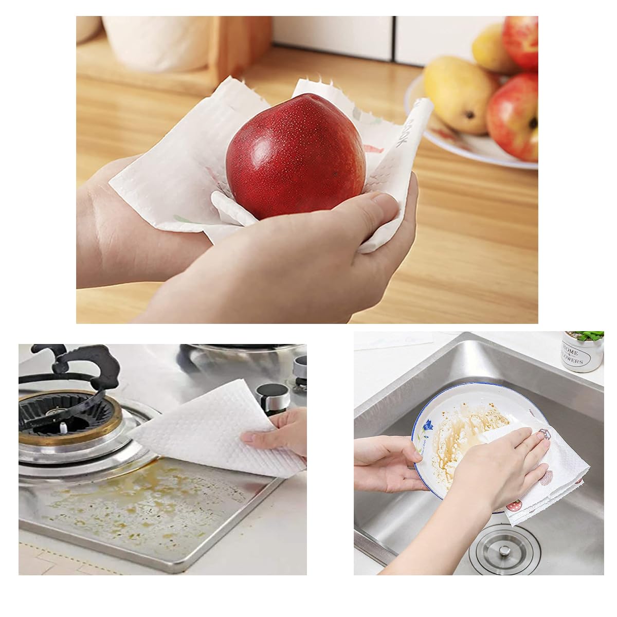MITHILA MART Non Woven Reusable Kitchen Towel Roll - Pack of 3 (80pic/Roll, 240 Sheets) Multicolor 1