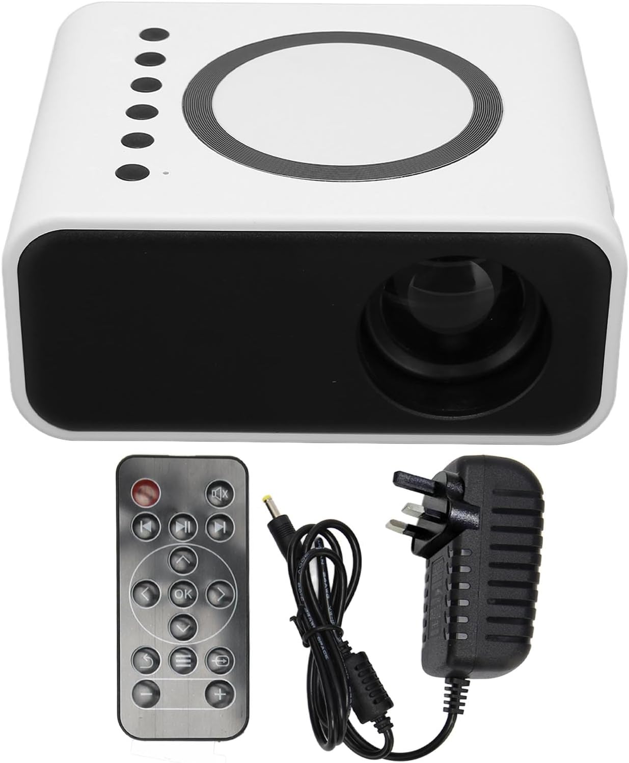 Mini Projector, 1080P Full High Definition Projector, Portable LED Home Theater Movie Projector, Eye Video Projector Compatible with Android Laptop (White)