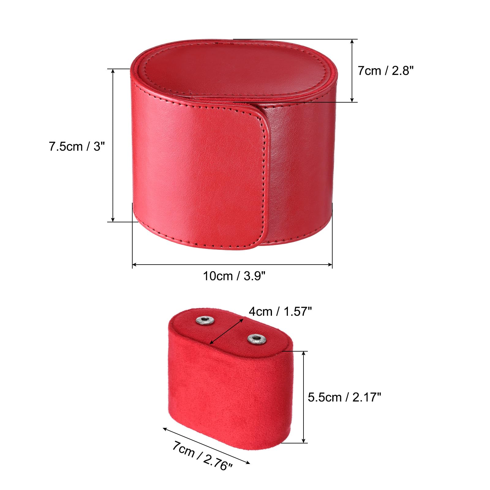 Custodia da Viaggio in Pelle per Orologio, Singolo Scomparto Arrotolabile, Organizer per Orologi da Uomo e da Donna, 1 Scomparto, Rosso