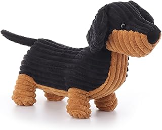 Comprar Apricot Lamb Perro salchicha Fulan de peluche para niños, suave y bonito peluche para bebés, niñas y niños, perro salchicha mullido, Fulan negro, 34 cm