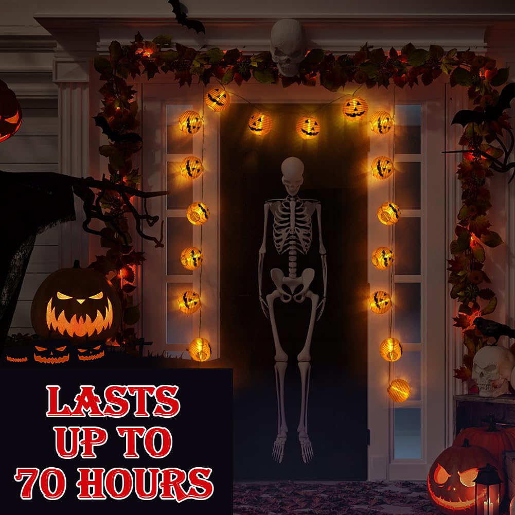 AUAUY Guirlande Lumineuse Citrouille D'Halloween - 3 M - 20