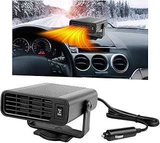 Car Heater, 12V 120W 2-in-1 Portable Vehicle Heating & Cooling Fan with Cigarette Lighter Plug, 360° Rotatable Automotive Windshield Defroster Accessories, Universal Fit (Black)