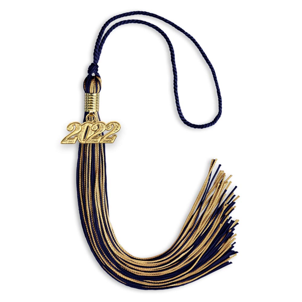 Endea Graduation Mixed Double Color Tassel with Gold Date Drop (Navy Blue/Antique Gold, 2022)