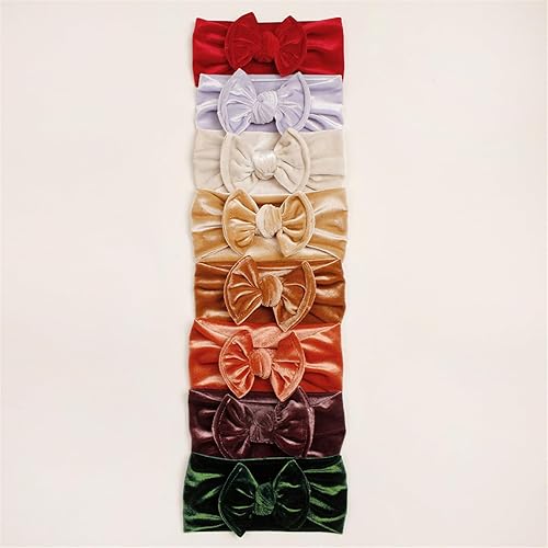 Miniatura 8 de Diademas elásticas de terciopelo suave con lazos para el pelo, accesorios para el cabello para recién nacidos, niñas y bebés