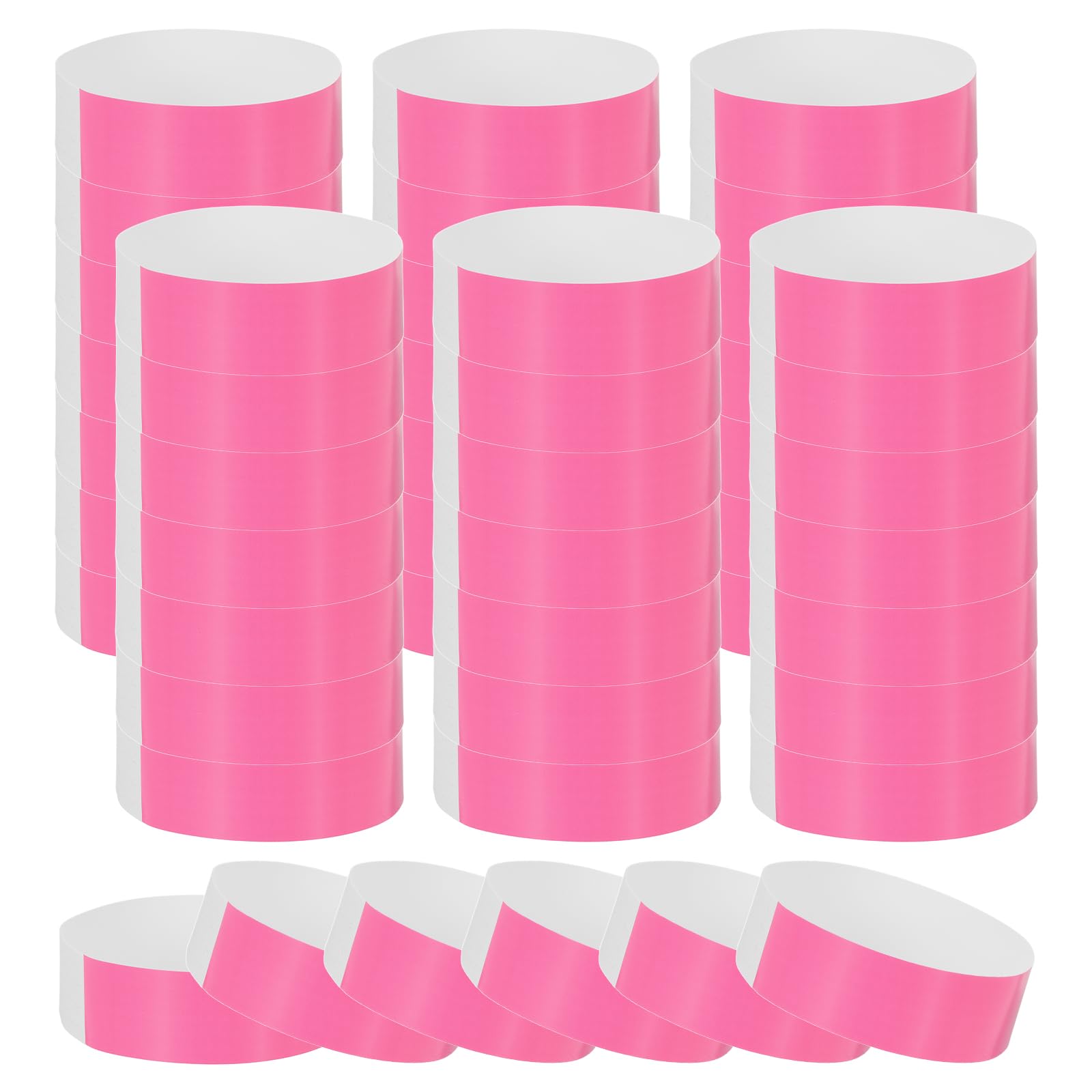 sourcing map 300Pcs Paper Wristbands for Events, Waterproof Hand Bands, Neon Pink